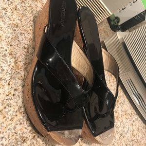 Jimmy choo sandals with a cork wedge.